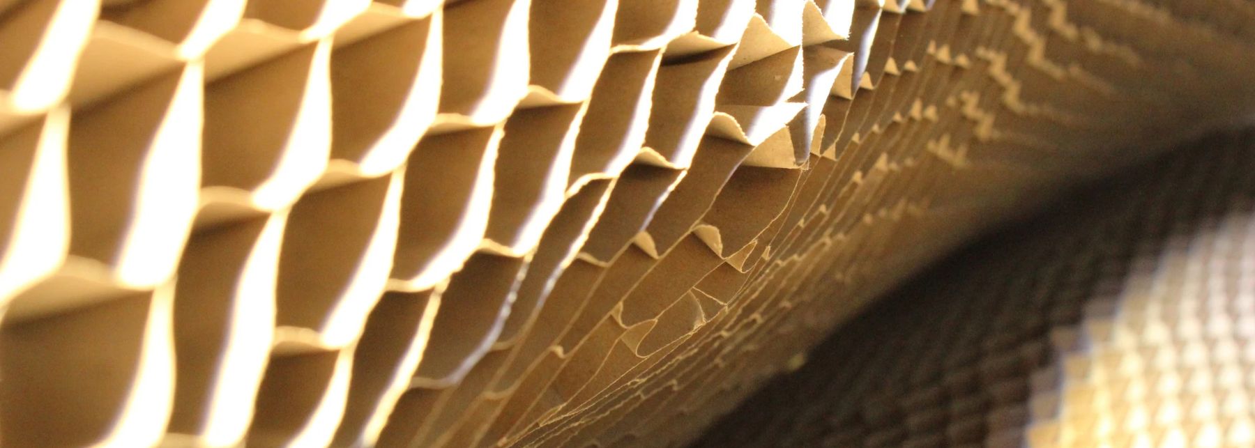 Primer plano de las celdas del papel nido de abeja